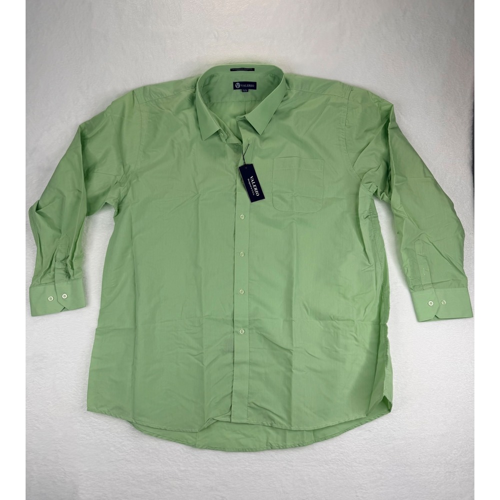 Valerio Mens Modern Fit Dress Shirt Sage Green Wrinkle Resistant 19-19.5 34/35